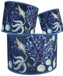Cream Cornwall Homeware Rockpool Ink Blue Lampshade