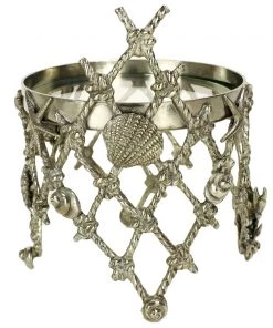 Detail Products Pewter Rope, Shells & Crab Candle Holder