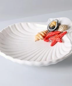 Edelweiss Scallop Shell Plate In White