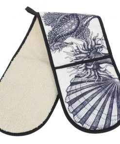 Magic Textiles Kitchen & Dining Blue And White Printed Oven Gloves With Multi Sea Creature Design