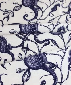Magic Textiles New Arrivals Sea Creatures & Seaweed Linen Fabric - Off White
