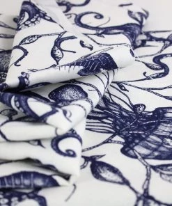Magic Textiles New Arrivals Sea Creatures & Seaweed Linen Fabric - Off White