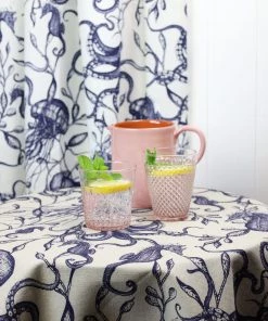 Magic Textiles New Arrivals Sea Creatures & Seaweed Linen Fabric - Off White