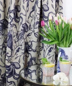 Magic Textiles New Arrivals Sea Creatures & Seaweed Linen Fabric - Natural