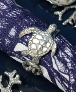 Detail Products Kitchen & Dining Pewter Sea Animal Napkin Ring Set
