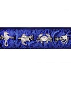 Detail Products Kitchen & Dining Pewter Sea Animal Napkin Ring Set