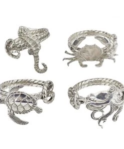 Detail Products Kitchen & Dining Pewter Sea Animal Napkin Ring Set