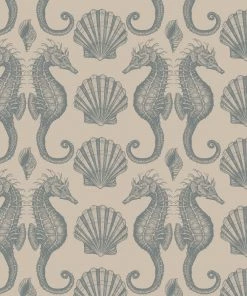 Magic Textiles Homeware Seahorse Organic Linen Fabric - Durgan On Natural