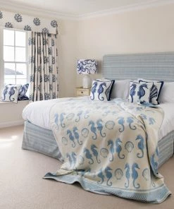John Spencer Reversible Seahorse Throw - Soft Blue & Ecru Homeware 7 John Spencer Reversible Seahorse Throw - Soft Blue & Ecru Homeware
