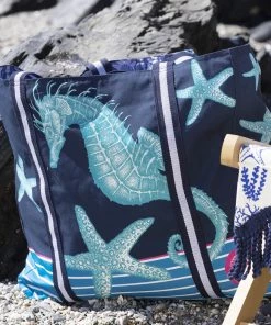 Cream Cornwall Seahorse Supersized Cotton Shopper