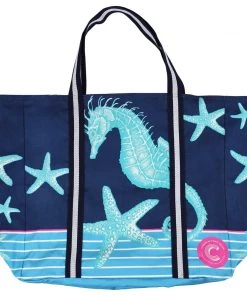 Cream Cornwall Seahorse Supersized Cotton Shopper