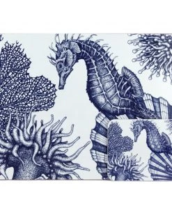 Orchard Melamine Blue And White Seahorse Design Placemat Kitchen & Dining