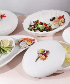Edelweiss Sea Collection Serving Bowl In White New Arrivals