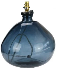 Jarapa Sennen Recycled Glass Lamp Base In Petrol Blue Homeware