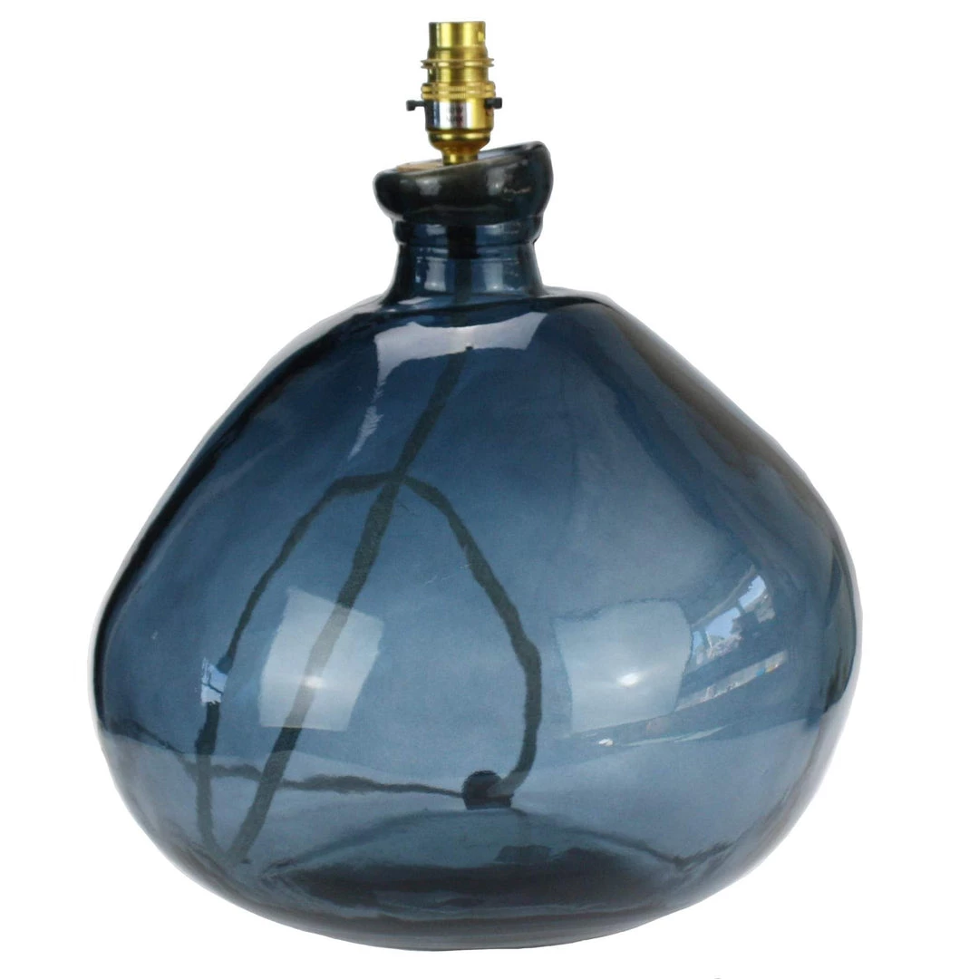 Jarapa Sennen Recycled Glass Lamp Base In Petrol Blue Homeware 1 Jarapa Sennen Recycled Glass Lamp Base In Petrol Blue Homeware