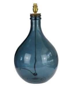 Jarapa Homeware St Mawes Long Neck Glass Lamp Base In Petrol Blue