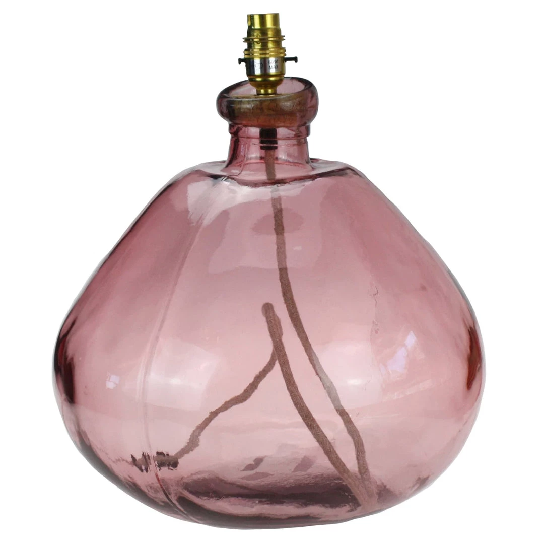 Jarapa Sennen Recycled Glass Lamp Base In Pink Glass Homeware 1 Jarapa Sennen Recycled Glass Lamp Base In Pink Glass Homeware