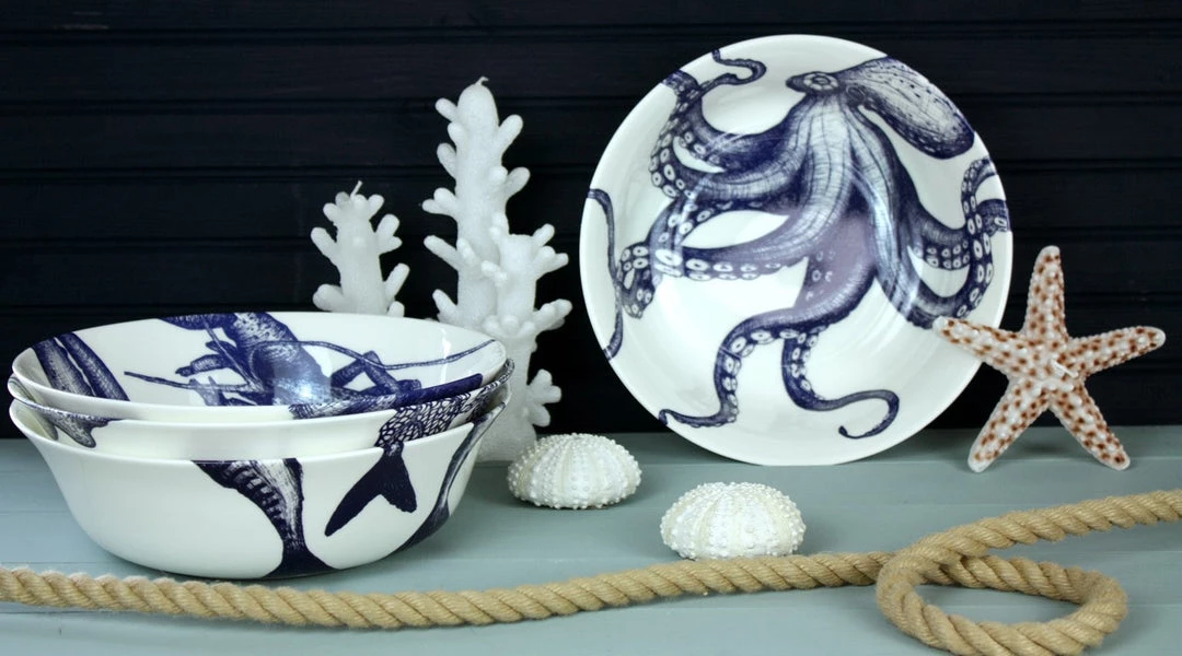 Fegg Hayes Kitchen & Dining Bone China Octopus Serving Bowl 6 Fegg Hayes Kitchen & Dining Bone China Octopus Serving Bowl
