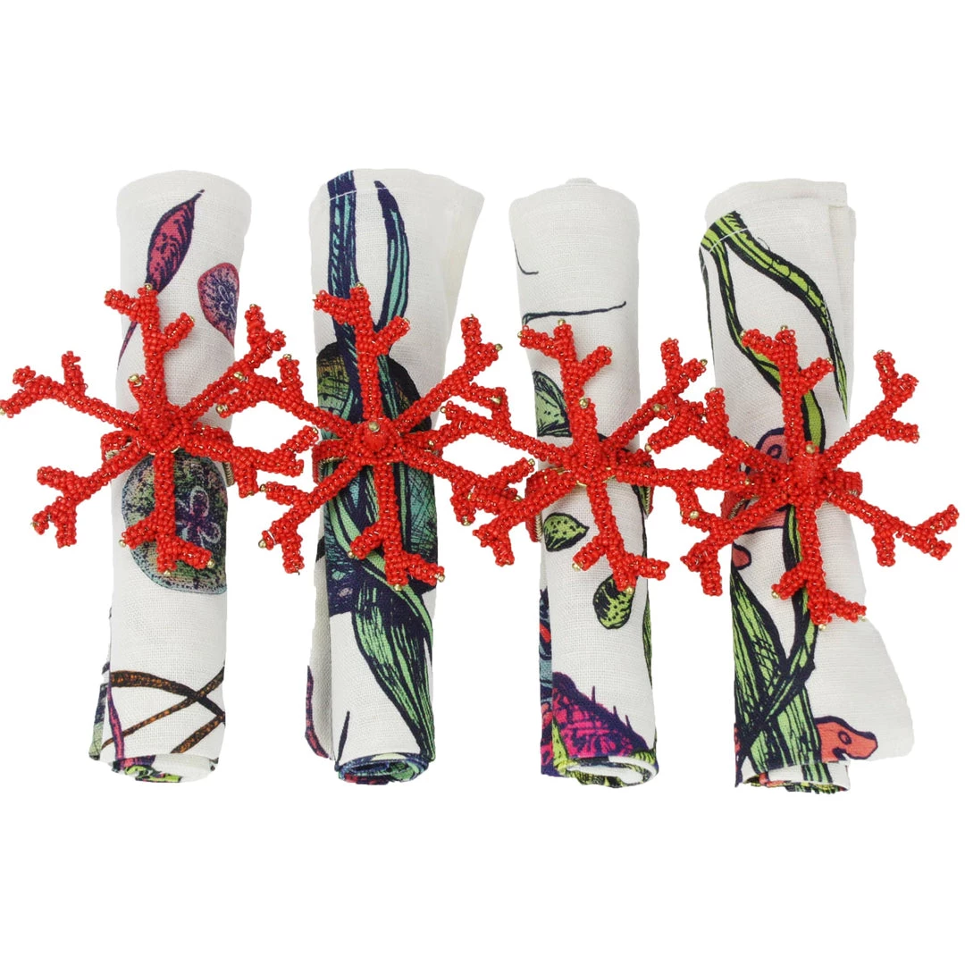 Magic Textiles Set Of 4 Reef Napkins On Off White Organic Linen Kitchen & Dining 2 Magic Textiles Set Of 4 Reef Napkins On Off White Organic Linen Kitchen & Dining