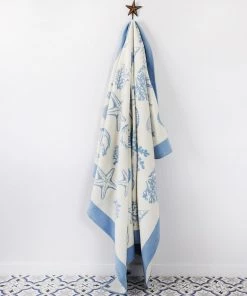 John Spencer Reversible Shell Throw - Soft Blue & Ecru Homeware