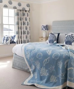 John Spencer Reversible Shell Throw - Soft Blue & Ecru Homeware