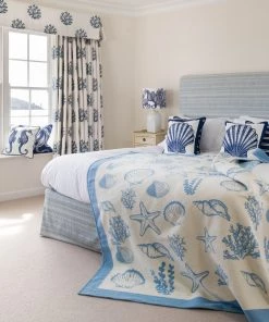 John Spencer Reversible Shell Throw - Soft Blue & Ecru Homeware