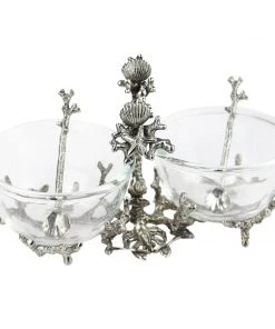 Detail Products Pewter Shell With Glass Condiment Dishes