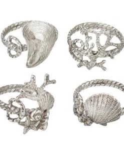 Detail Products Kitchen & Dining Pewter Shells Napkin Ring Set