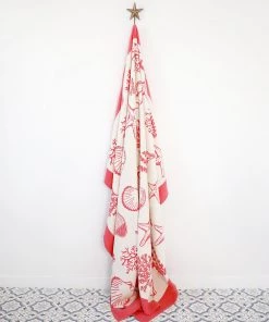 John Spencer Reversible Shell Throw - Coral & Ecru Homeware