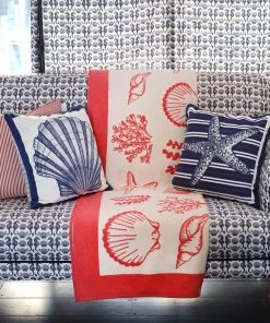 John Spencer Reversible Shell Throw - Coral & Ecru Homeware