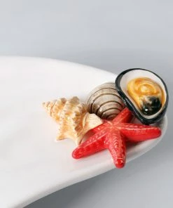 Edelweiss Small Mussel Tray With Shells In White 9 Edelweiss Small Mussel Tray With Shells In White