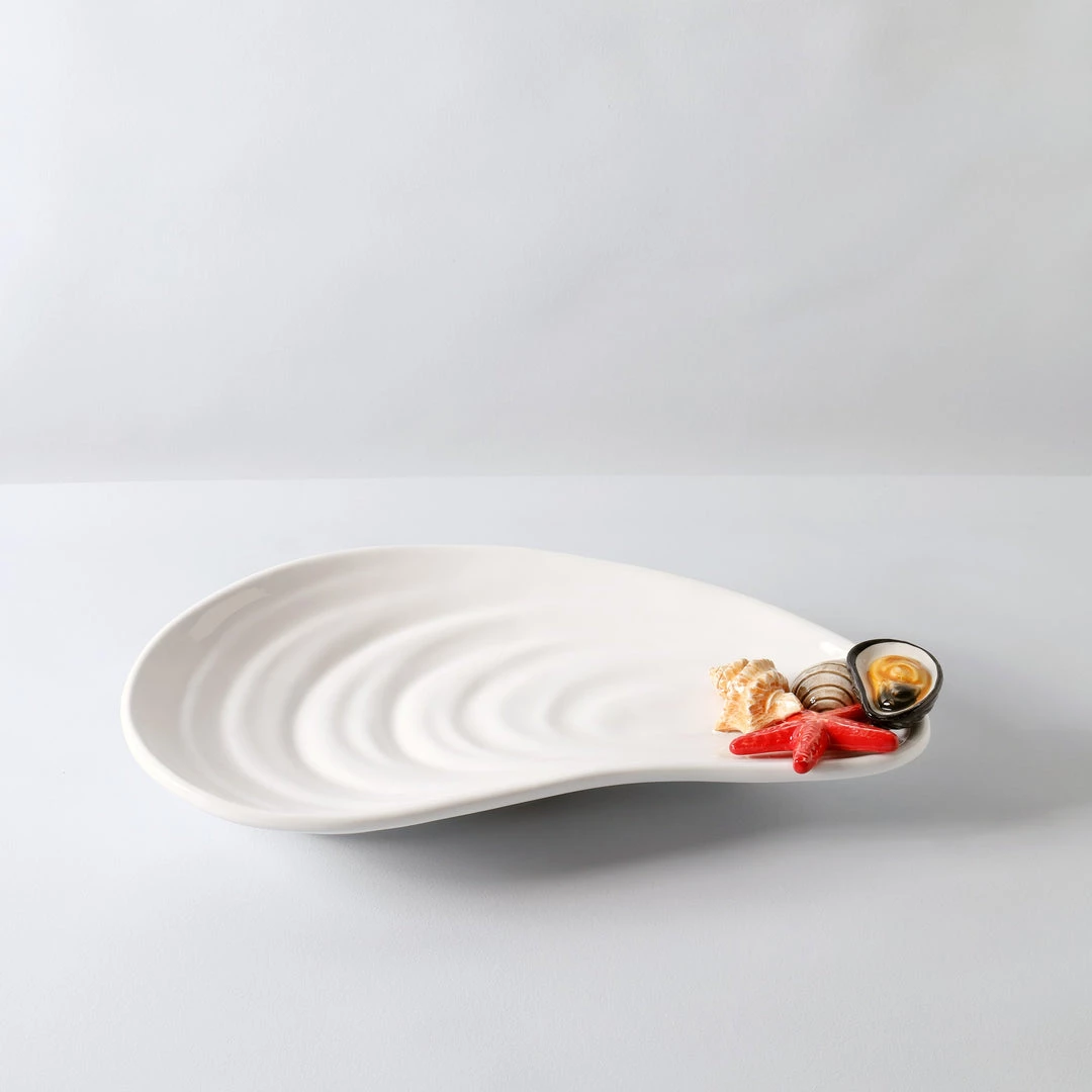 Edelweiss Small Mussel Tray With Shells In White 6 Edelweiss Small Mussel Tray With Shells In White