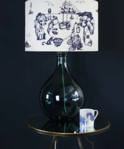 Jarapa Homeware St Mawes Long Neck Glass Lamp Base In Petrol Blue