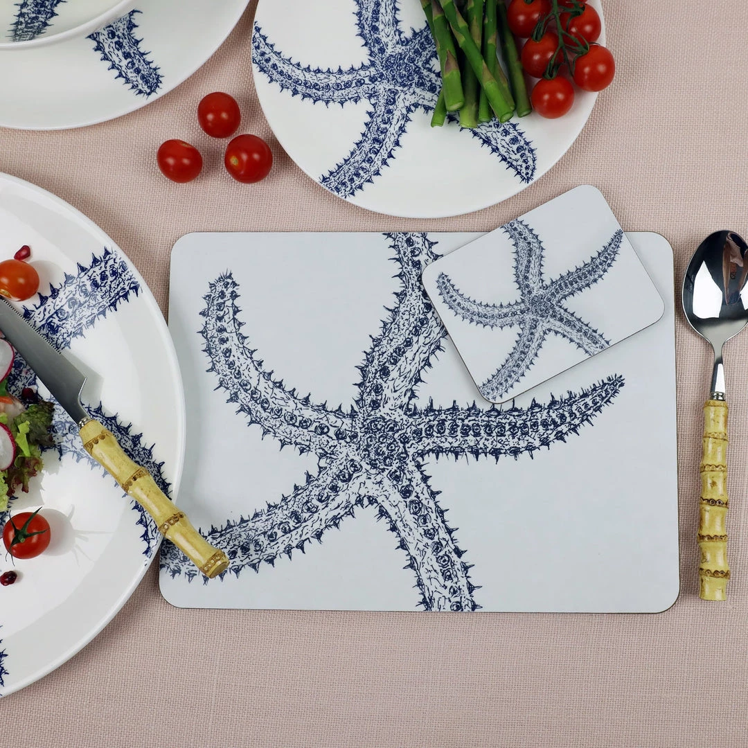 Orchard Melamine Blue And White Starfish Design Placemat 2 Orchard Melamine Blue And White Starfish Design Placemat