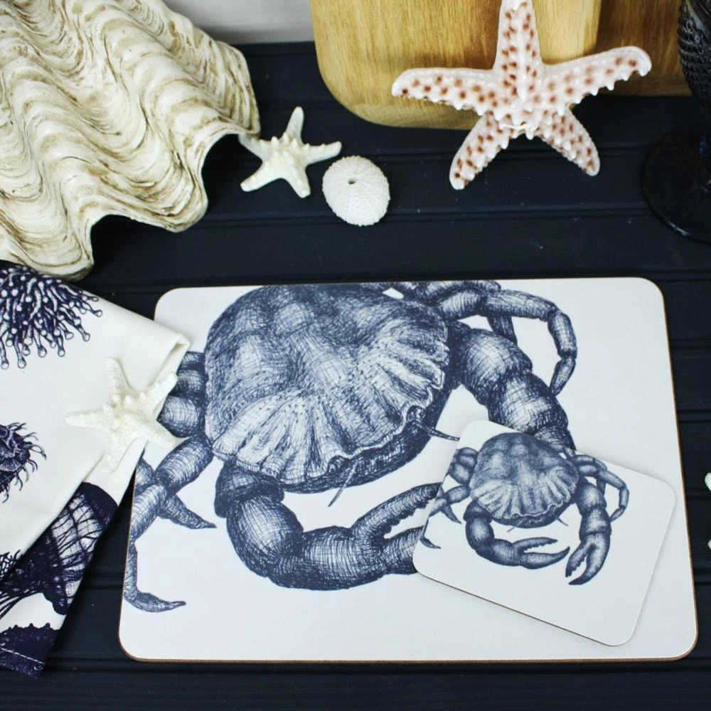 Orchard Melamine Blue And White Crab Design Coaster Kitchen & Dining 2 Orchard Melamine Blue And White Crab Design Coaster Kitchen & Dining