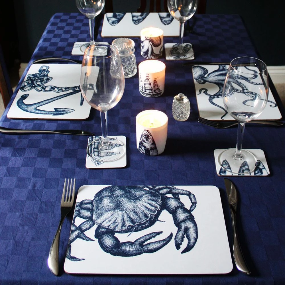 Orchard Melamine Blue And White Crab Design Coaster Kitchen & Dining 4 Orchard Melamine Blue And White Crab Design Coaster Kitchen & Dining