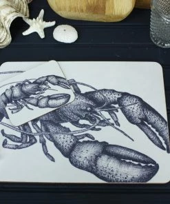 Orchard Melamine Blue And White Lobster Design Coaster