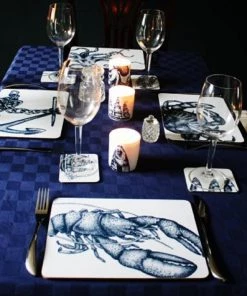 Orchard Melamine Blue And White Lobster Design Coaster 8 Orchard Melamine Blue And White Lobster Design Coaster