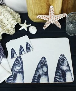 Orchard Melamine Blue And White Mackerel Heads Design Placemat