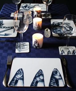 Orchard Melamine Blue And White Mackerel Heads Design Placemat
