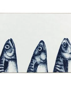 Orchard Melamine Blue And White Mackerel Heads Design Placemat