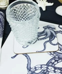 Orchard Melamine Blue And White Octopus Design Coaster
