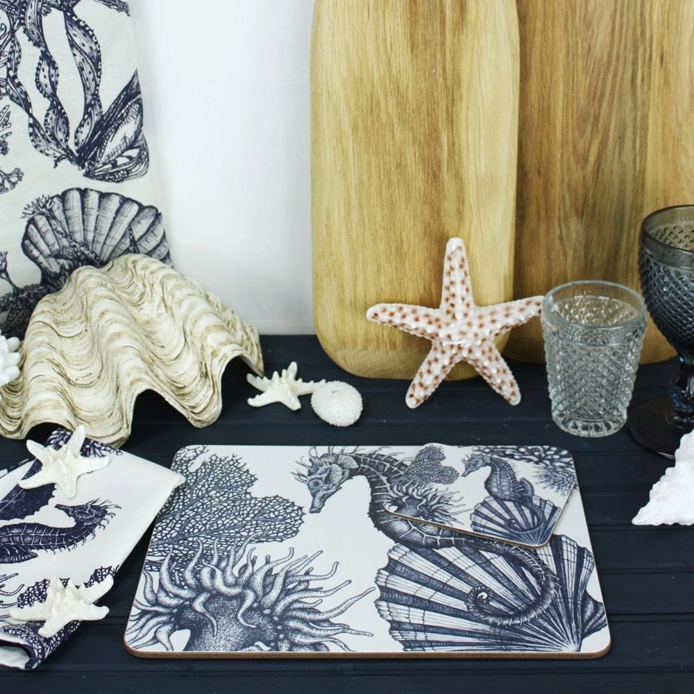 Orchard Melamine Blue And White Seahorse Design Placemat Kitchen & Dining 2 Orchard Melamine Blue And White Seahorse Design Placemat Kitchen & Dining