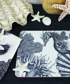 Orchard Melamine Blue And White Seahorse Design Placemat Kitchen & Dining 6 Orchard Melamine Blue And White Seahorse Design Placemat Kitchen & Dining