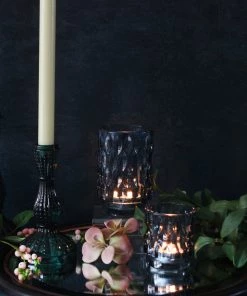 Light & Living Textured Glass Tea Lights - Deep Blue