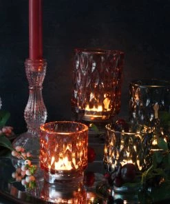 Light & Living Candles & Home Fragrance Textured Glass Tea Lights-Coral 8 Light & Living Candles & Home Fragrance Textured Glass Tea Lights-Coral
