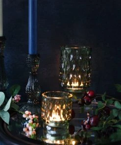 Light & Living Textured Glass Candleholder - Antique Green 7 Light & Living Textured Glass Candleholder - Antique Green