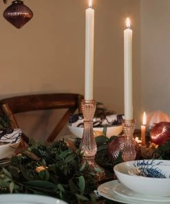 Light & Living Textured Glass Candleholder - Light Pink Candles & Home Fragrance