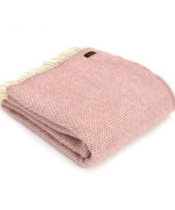 Tweedmill Soft Pink And Cream Pure New Wool Throw Homeware