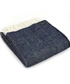 Tweedmill Homeware Navy Herringbone Pure New Wool Throw